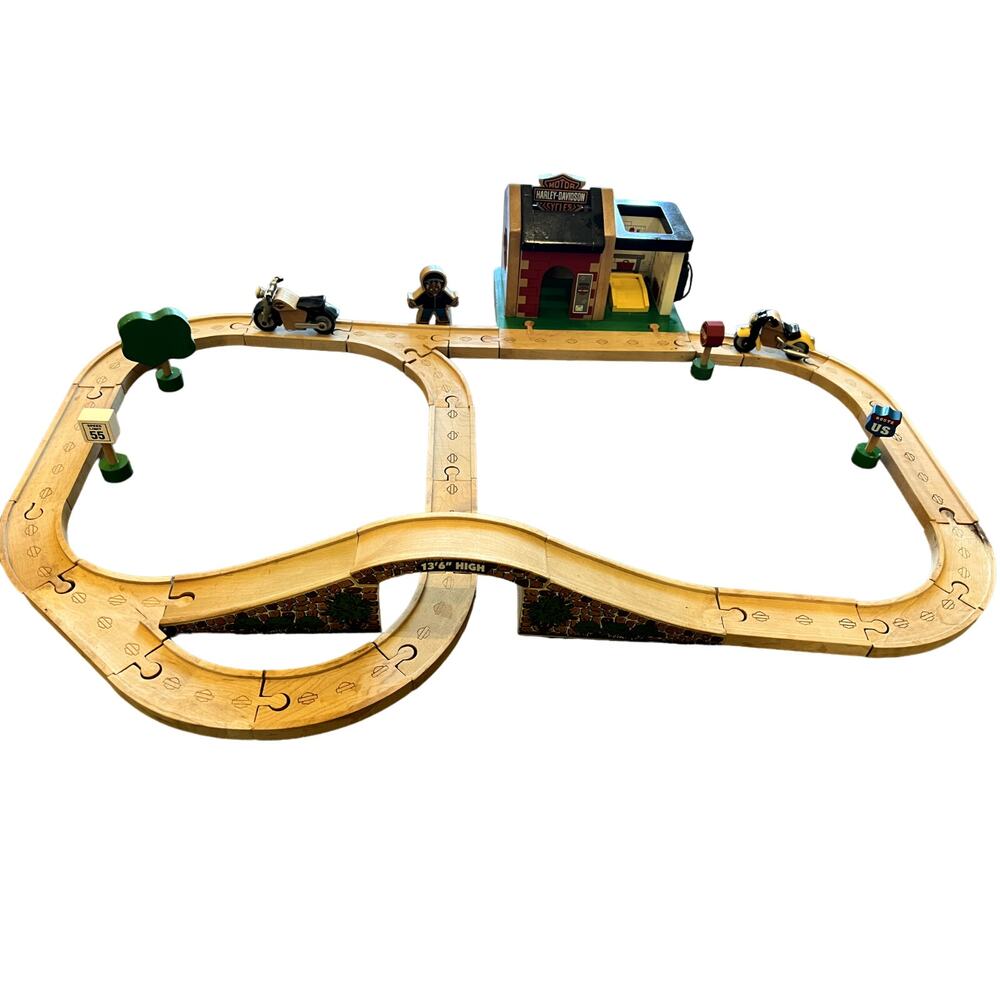 RC2 Ertl Hometown Roadway Wooden Harley-Davidson Dealership Playset with Track